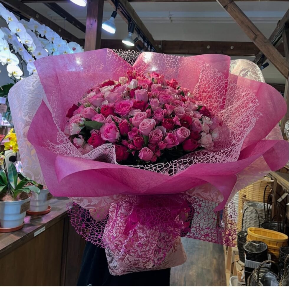 花束34(ピンク薔薇のみ1)