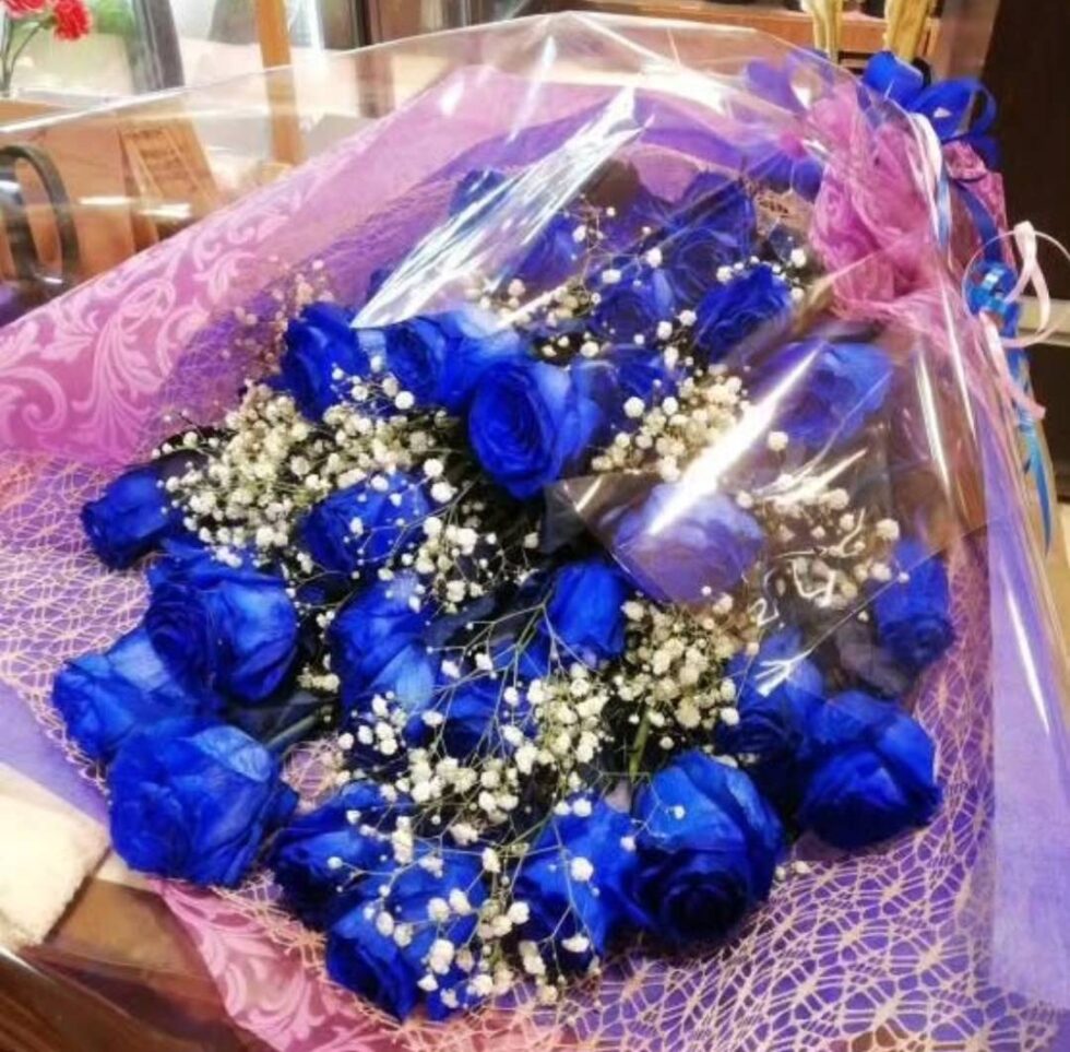 花束29(青薔薇とかすみ草)